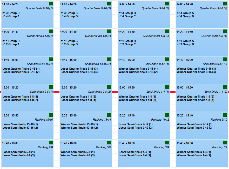 Tournament schedule with 8 teams